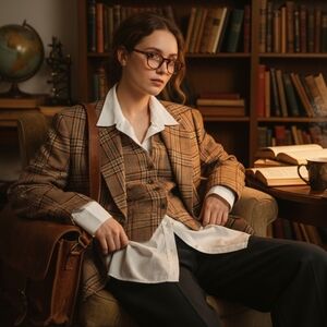 🍂 Vtg 50s Plaid Suit Set | Jacket & Vest | Academia 💼